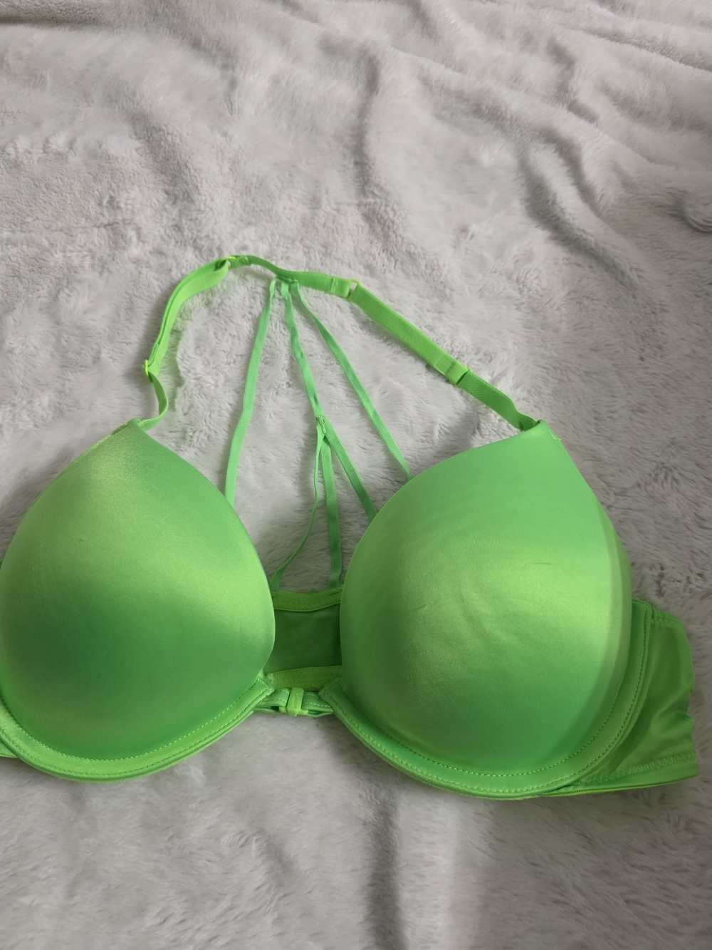 La Senza - Neon Green Strappy Push-Up Bra - Front Closure